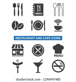 Restaurant and cafe icons set on white background. Vector illustration