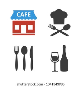 Restaurant and cafe icons set on white background. Vector illustration