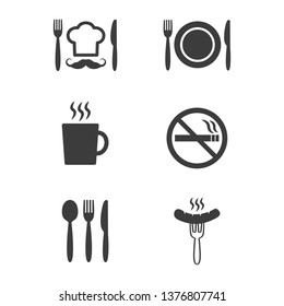 Restaurant and cafe icons set on white background. Vector illustration