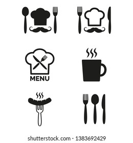 Restaurant and cafe icons set on white background. Vector illustration