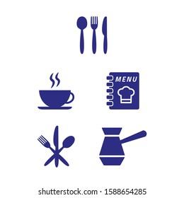 Restaurant and cafe icons set on white background.