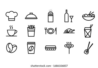 
Iconos de restaurantes y cafés colocados en fondo blanco
Ilustración .vectorial
