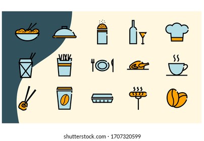 
Restaurant and cafe icons set on white background
.vector illustration
