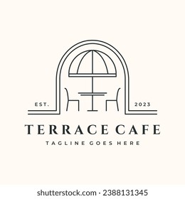 restaurant cafe line art logo vector minimalist illustration design, food and beverage service symbol design