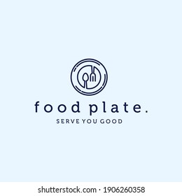 Restaurant or Cafe Line Art Modern Logo Vector Illustration Design. Fork and Spoon Modern Simple Minimalist Logo Concept. Food Logo Design Inspiration