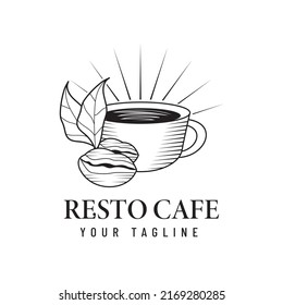 Plantilla de diseño del logotipo de café restaurante. Emblema de café retro. arte vectorial.