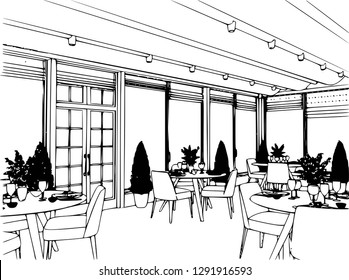 Restaurant cafe lounge vector cartoon.