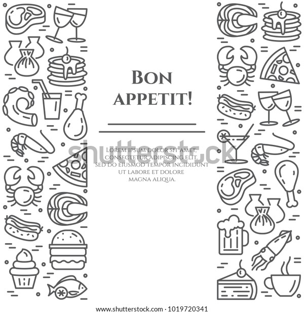 Restaurant Cafe Meals Banner Pictograms Different Stock Vector (Royalty ...