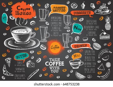 Cafe Pattern Doodle Tea Pots Cups Stock Vector (Royalty Free) 693144967 ...