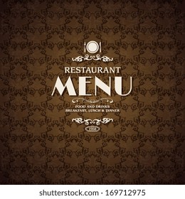 Restaurant cafe menu cover template with cooking elements vector illustration