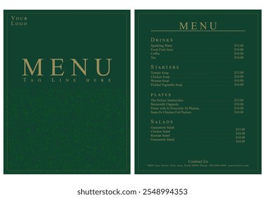 restaurant and cafe menu design template Luxury food menu design template. Minimal Design