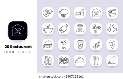 Restaurant cafe menu icon bundle