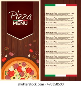 Restaurant Cafe Menu. Italian Pizza Menu. Pizza Flat Design. Cafe Flyer