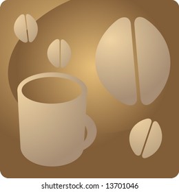 Restaurant or cafe menu panel depicting hot coffee beverages,  illustration