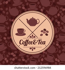 Restaurant cafe menu template with coffee and tea badge and background vector illustration.