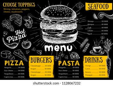 Restaurant cafe menu, template design. Food flyer.