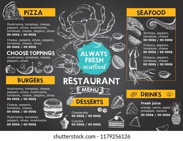 Restaurant cafe menu, template design. Food flyer.