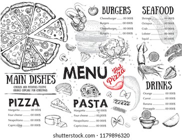 Restaurant cafe menu, template design. Food flyer.