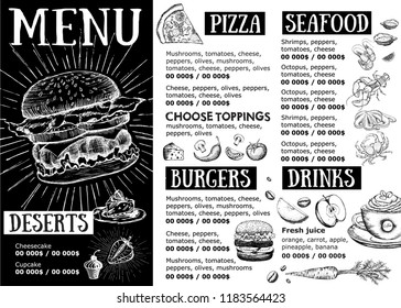 Restaurant cafe menu, template design. Food flyer.