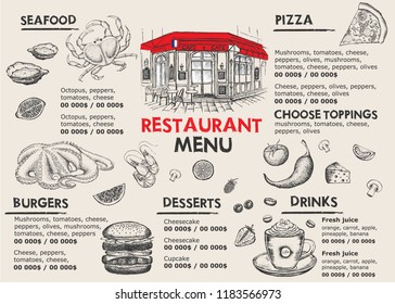 Restaurant cafe menu, template design. Food flyer.