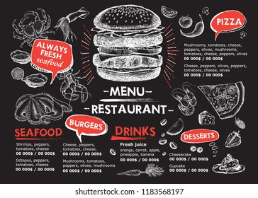 Restaurant cafe menu, template design. Food flyer.