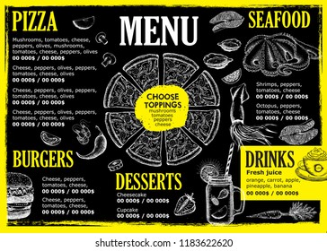 Restaurant cafe menu, template design. Food flyer.