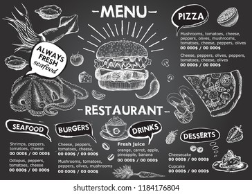 Restaurant cafe menu, template design. Food flyer.