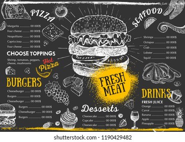 Restaurant cafe menu, template design. Food flyer.