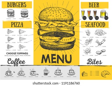 Restaurant cafe menu, template design. Food flyer.