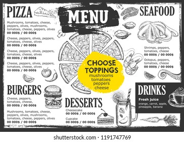 Restaurant cafe menu, template design. Food flyer.
