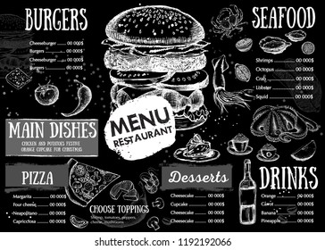 Restaurant cafe menu, template design. Food flyer.