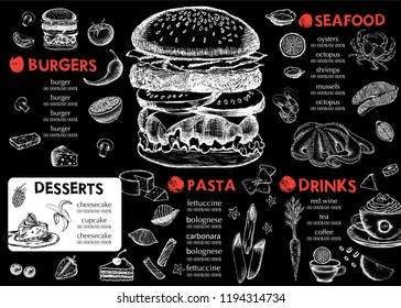 Restaurant cafe menu, template design. Food flyer.
