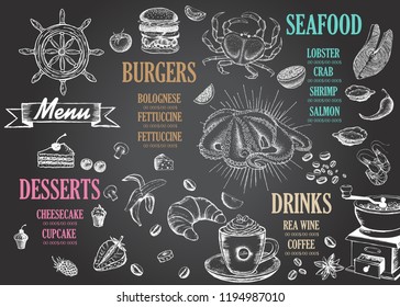 Restaurant cafe menu, template design. Food flyer.