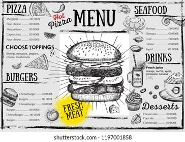 Restaurant cafe menu, template design. Food flyer.