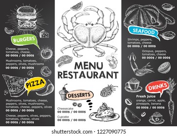 Restaurant cafe menu, template design. Food flyer.