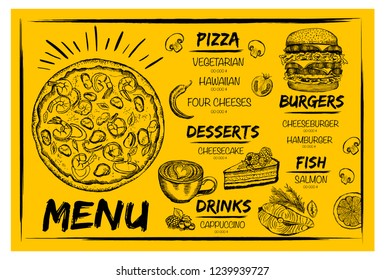 Restaurant cafe menu, template design. Food flyer.