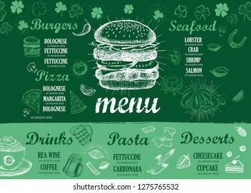 Restaurant cafe menu, template design. Food flyer.