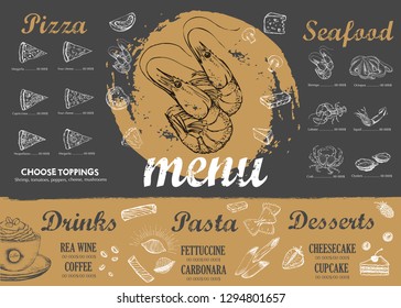 Restaurant cafe menu, template design. Food flyer.