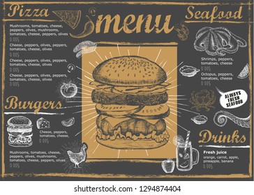 Restaurant cafe menu, template design. Food flyer.