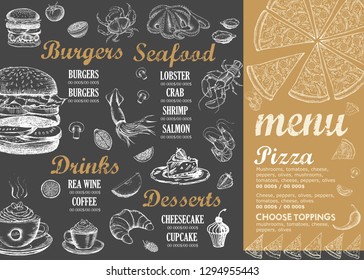 Restaurant cafe menu, template design. Food flyer.