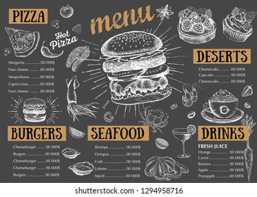 Restaurant cafe menu, template design. Food flyer.