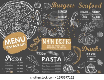 Restaurant cafe menu, template design. Food flyer.