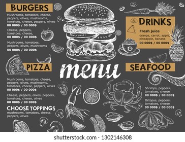 Restaurant cafe menu, template design. Food flyer.