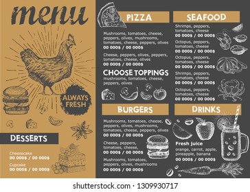 Restaurant cafe menu, template design. Food flyer.