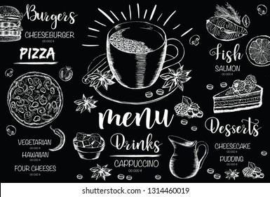 Restaurant cafe menu, template design. Food flyer.