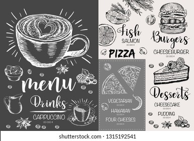 Restaurant cafe menu, template design. Food flyer.