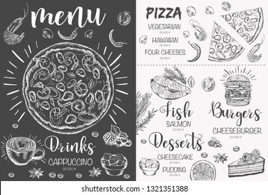 Restaurant cafe menu, template design. Food flyer.