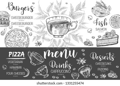 Restaurant cafe menu, template design. Food flyer.