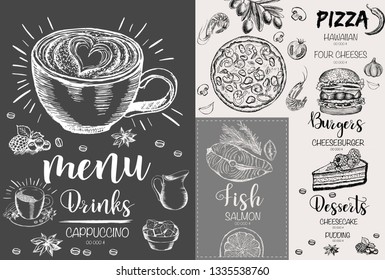 Restaurant cafe menu, template design. 