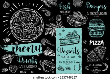 Restaurant cafe menu, template design.